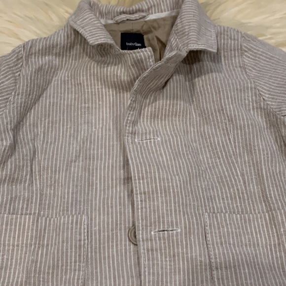 Baby Gap Beige Striped Blazer with Two Front Pockets and Button Closures 12-18M - Picture 3 of 7